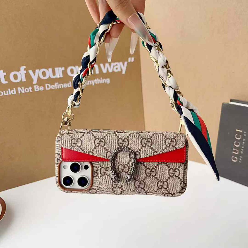 Gucci アイホン17 16 14 15 pro Max air ケース斜め掛け 背面カード収納 レディース