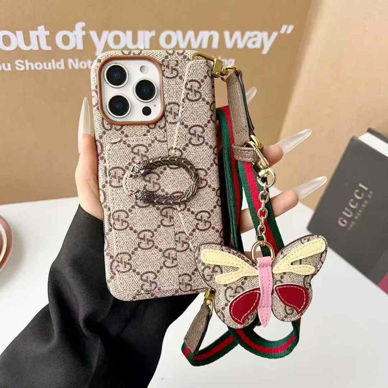 Gucci iphone17 pro max 16 15 14 13pro Maxケース  斜め掛け カード収納