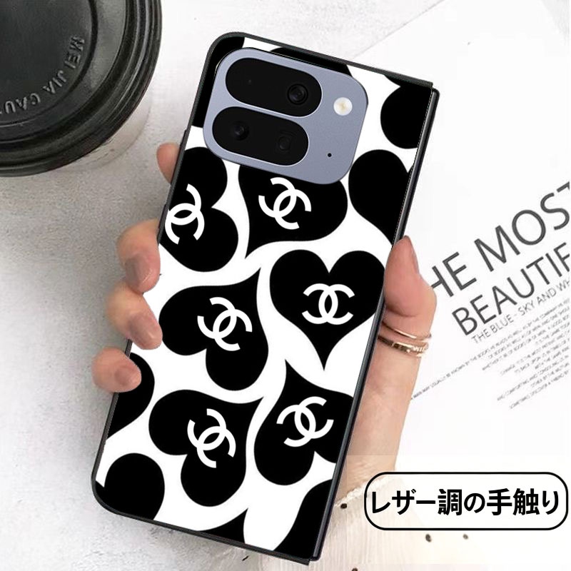 ChanelギャラクシーZ Flip 8 7 6 5 4 シンプルピクセル11 10 9 pro foldカバー革制