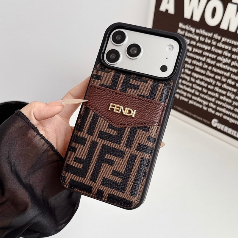 Fendi フェンディ アイフォン17 air 16 plus 15 pro max 14 13ケース 背面カード収納