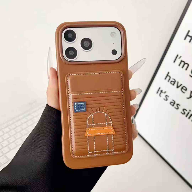エルメス Hermes iPhone air 18 17 16 15 plus ケース 皮製 背面カード収納