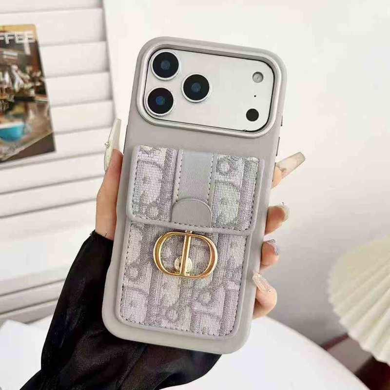 ディオール Dior iPhone 18 17 16 15 pro maxケース 豪華 背面にカード入れ付き