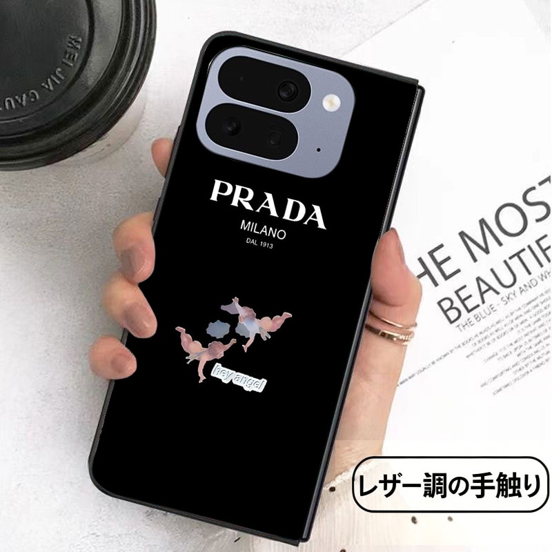 プラダ シンプルピクセル11 10 9 pro foldカバー革制