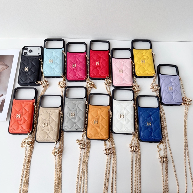 シャネル 手帳型スマホケース カラーバリエーション 一覧 チェーンストラップ付き